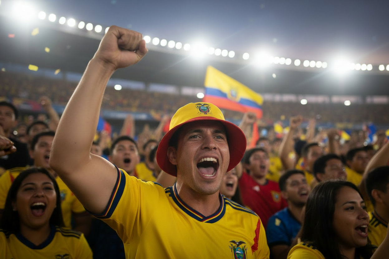 Bucket hat with the flag of Ecuador on a white background